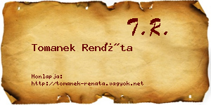 Tomanek Renáta névjegykártya